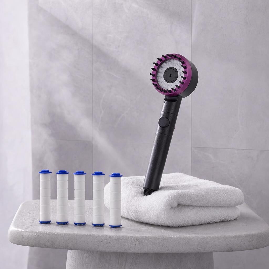 Caveluno shower head with five replacement filters